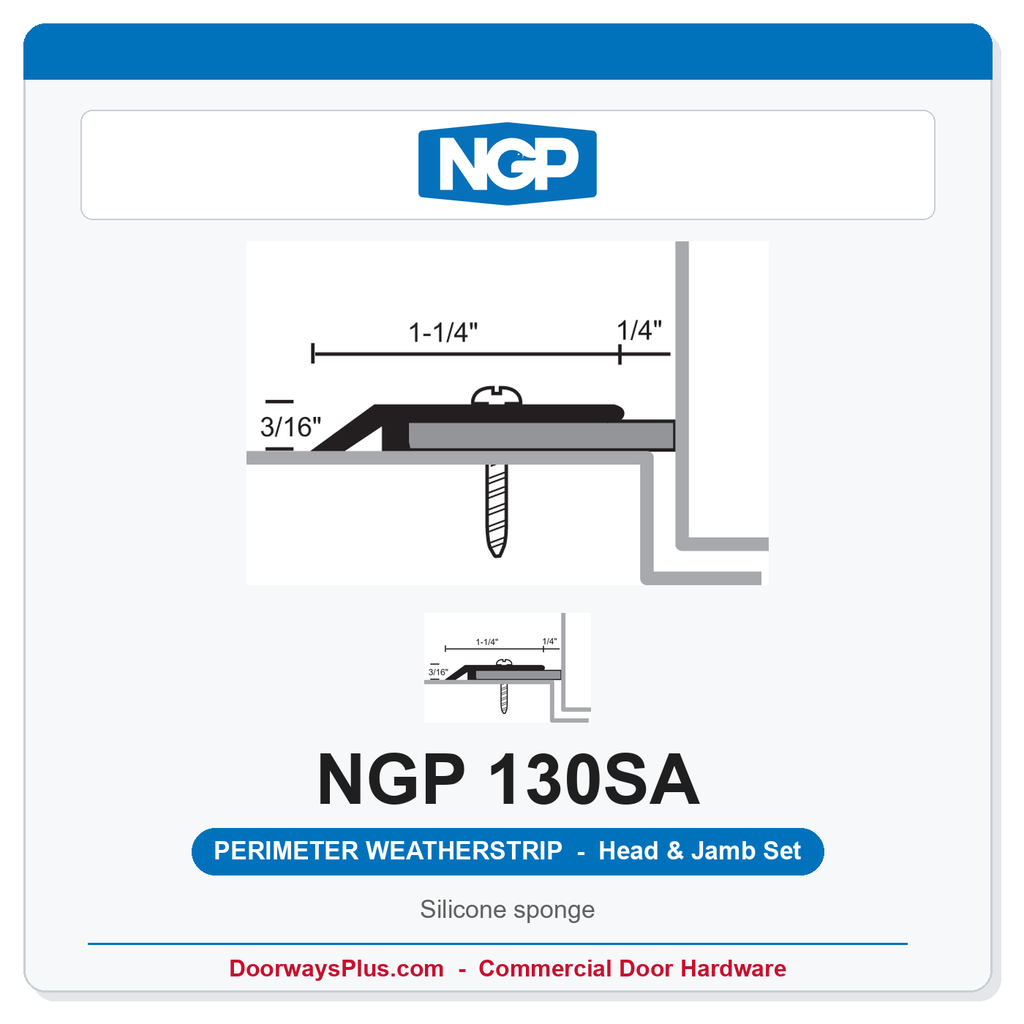 NGP 130SA Silicone Perimeter Weatherstrip – Clear Aluminum, Per Foot