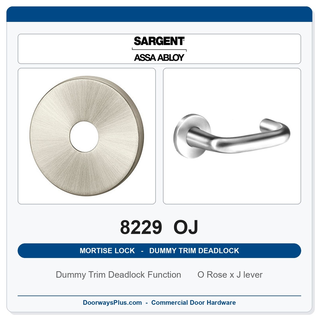 Sargent 8229 OJ Trim Dummy Trim Deadlock Mortise Deadbolt | LA Keyway, Grade 1 Commercial