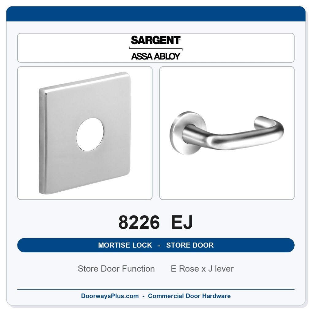 Sargent 8226 EJ Trim Store Door Mortise Lockset | LA Keyway, Grade 1 Commercial