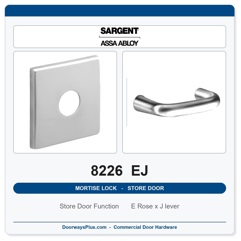 Sargent 8226 EJ Trim Store Door Mortise Lockset | LA Keyway, Grade 1 Commercial