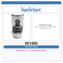 Hadrian 601500 Lower Hinge Assembly — Toilet Partition Replacement Part