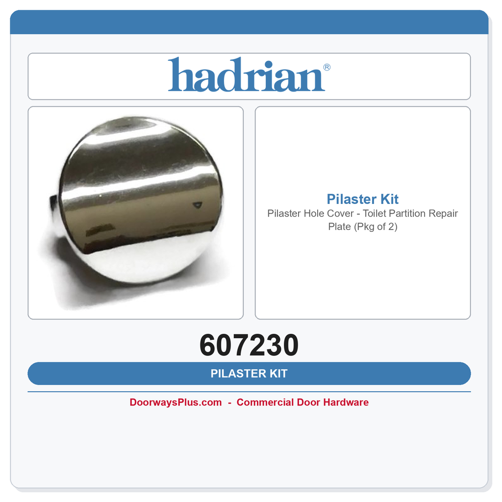 Hadrian 607230 Pilaster Hole Cover — Toilet Partition Repair Plate (Pkg of 2)