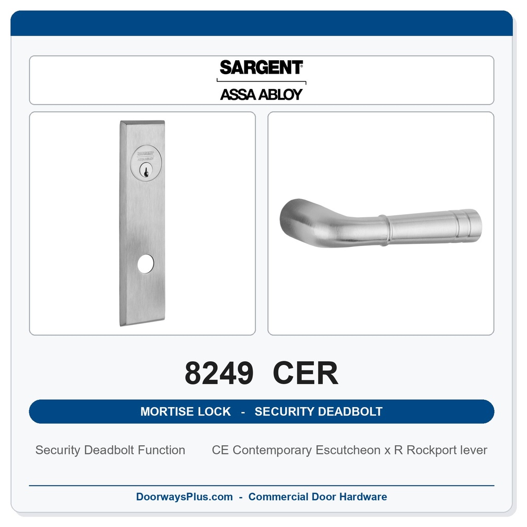 Sargent 8249 CER Trim Security Deadbolt Mortise Lockset | LA Keyway, Grade 1 Commercial