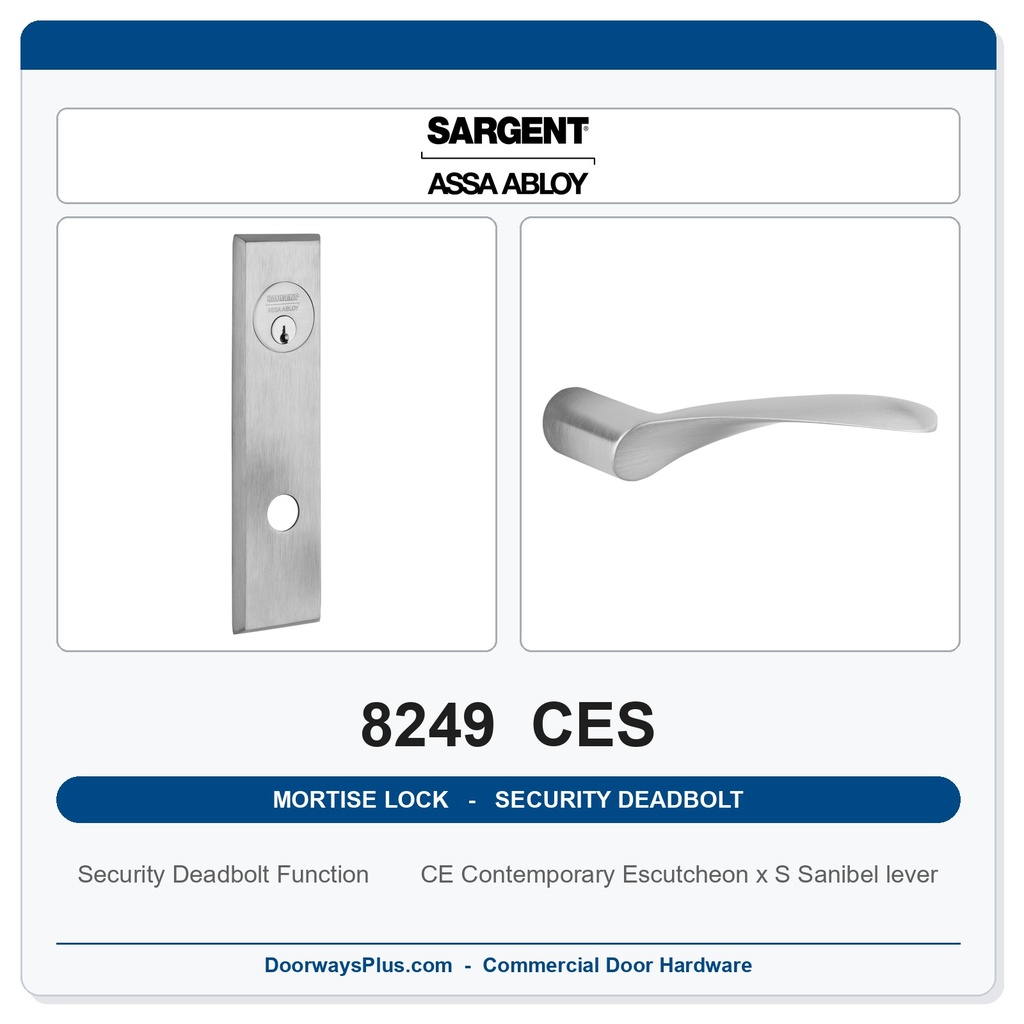 Sargent 8249 CES Trim Security Deadbolt Mortise Lockset | LA Keyway, Grade 1 Commercial