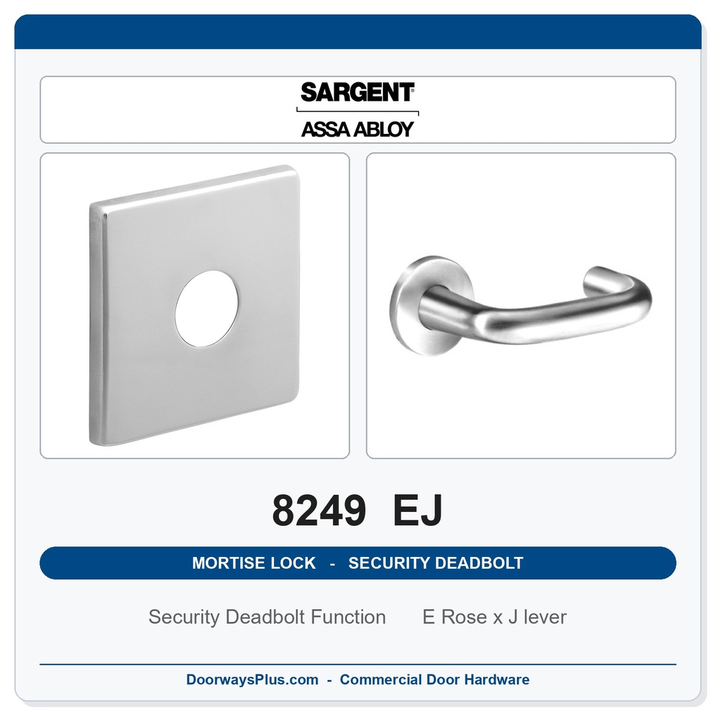 Sargent 8249 EJ Trim Security Deadbolt Mortise Lockset | LA Keyway, Grade 1 Commercial