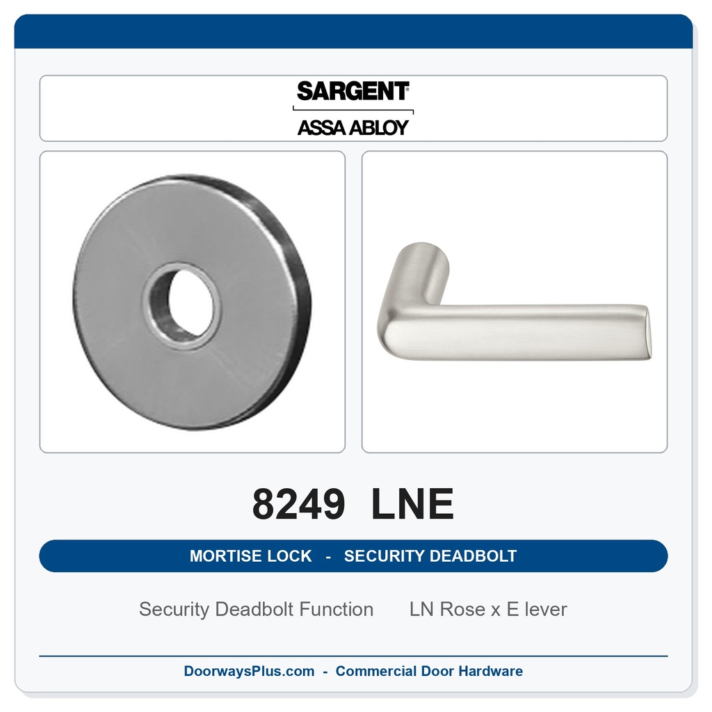 Sargent 8249 LNE Trim Security Deadbolt Mortise Lockset | LA Keyway, Grade 1 Commercial