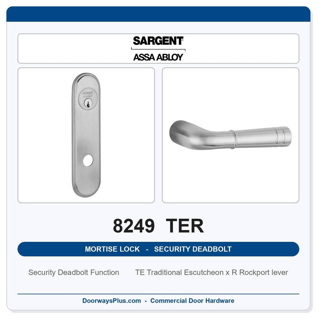 Sargent 8249 TER Trim Security Deadbolt Mortise Lockset | LA Keyway, Grade 1 Commercial