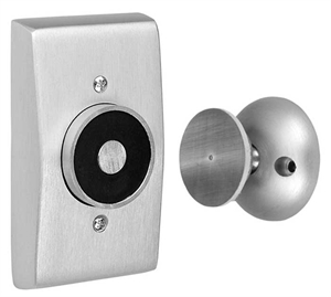 ABH 2100 Recessed Wall Magnetic Release – US28 Aluminum | Tri-Voltage UL Listed