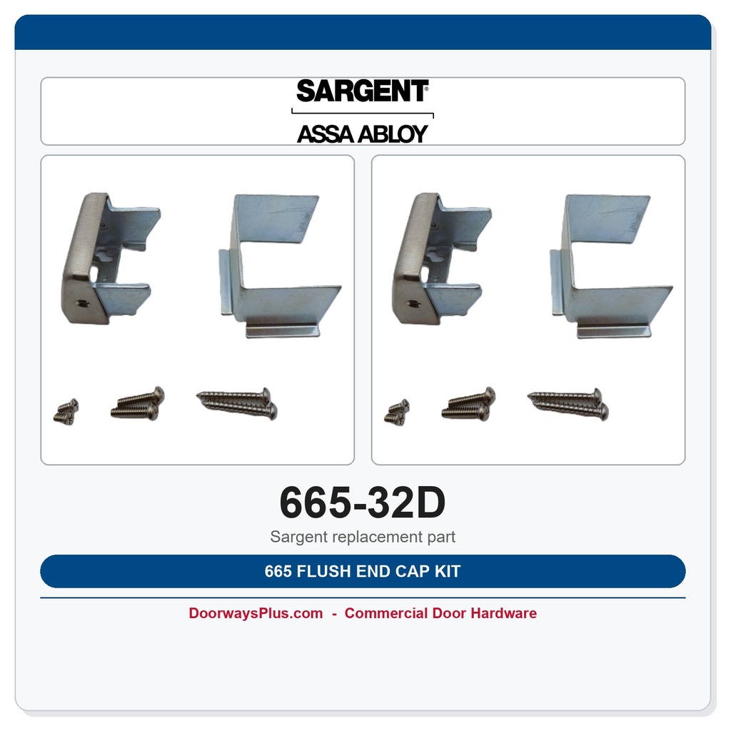 Sargent 665 Flush End Cap Kit | US32D Satin Stainless | 80 Series