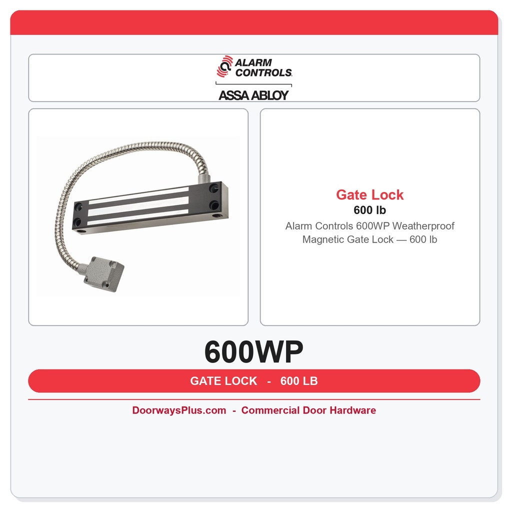 Alarm Controls 600WP Weatherproof Magnetic Gate Lock — 600 lb