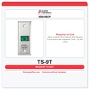 Alarm Controls TS-9T Narrow Stile Request to Exit Button with Adjustable Timer | UL 294 Listed