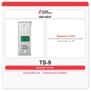 Alarm Controls TS-9 Request to Exit Button – Narrow Stile, UL 294