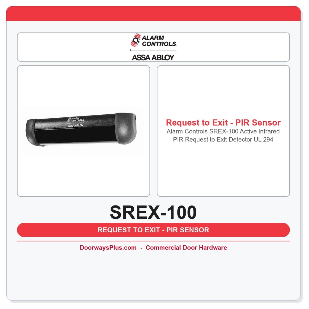 Alarm Controls SREX-100 Active Infrared PIR Request to Exit Detector | UL 294