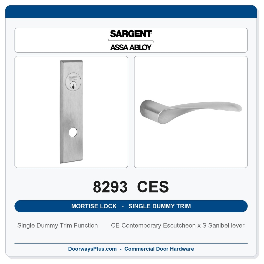 Sargent 8293 CES Trim Mortise Single Dummy Trim | Grade 1 Commercial