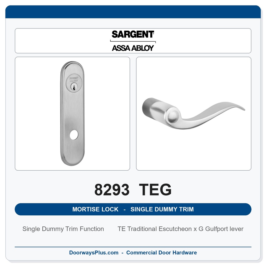 Sargent 8293 TEG Trim Mortise Single Dummy Trim | Grade 1 Commercial