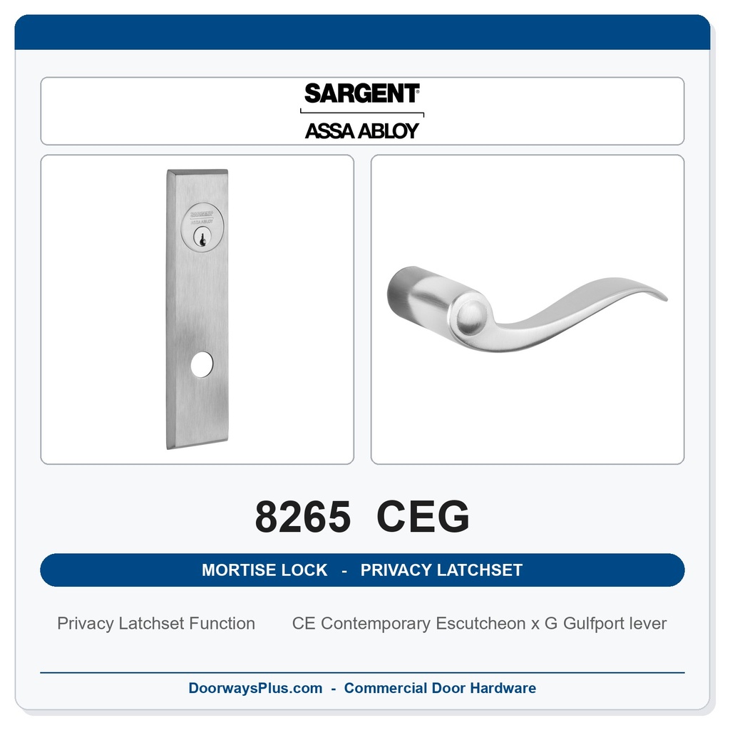 Sargent 8265 CEG Trim Mortise Privacy Latchset | Grade 1 Commercial