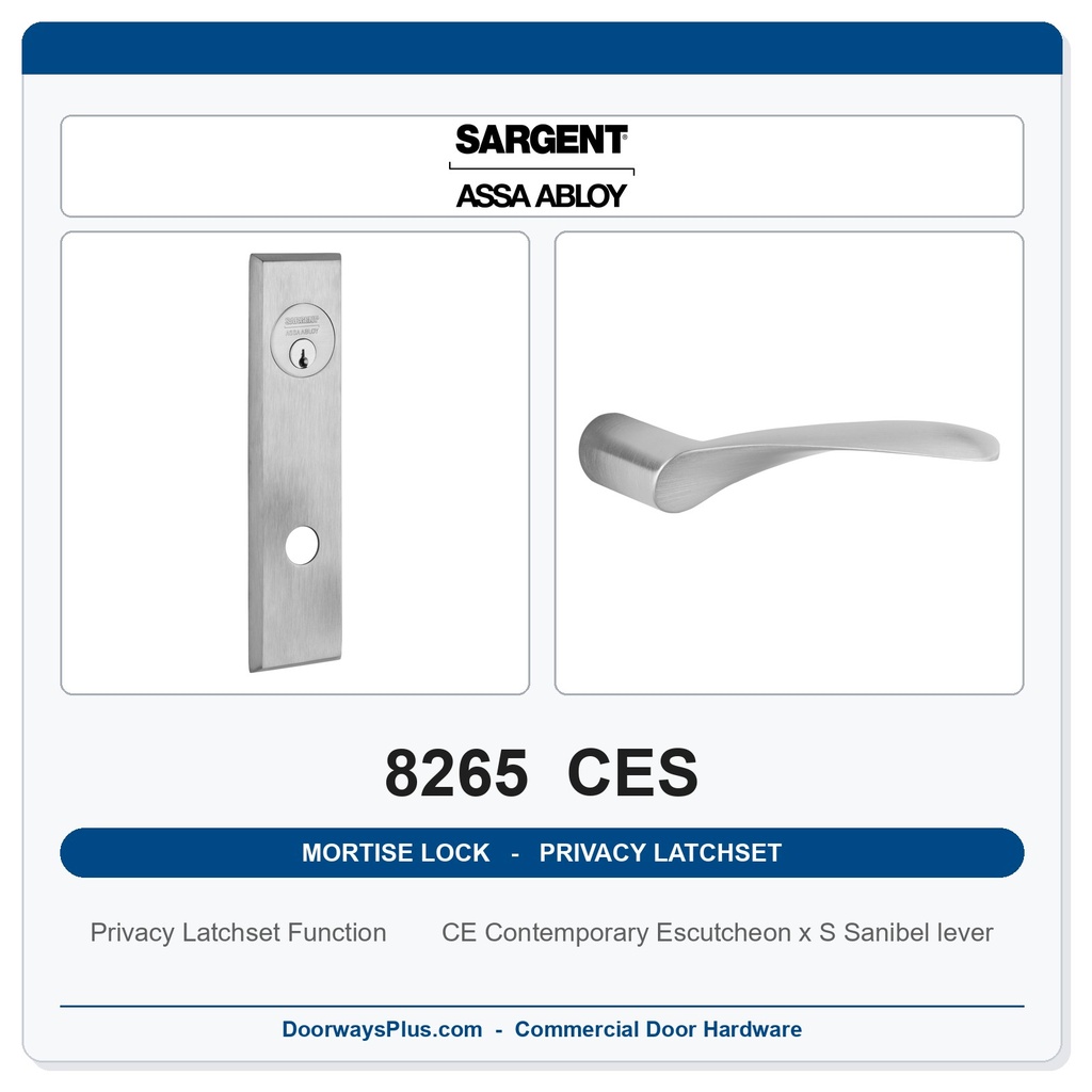 Sargent 8265 CES Trim Mortise Privacy Latchset | Grade 1 Commercial