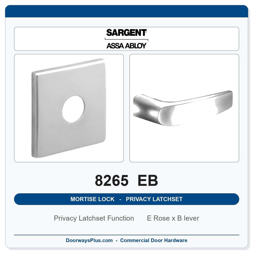 Sargent 8265 EB Trim Mortise Privacy Latchset | Grade 1 Commercial