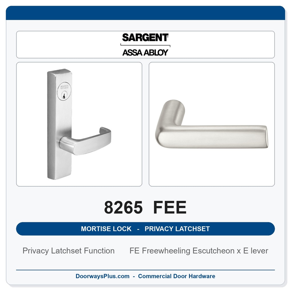 Sargent 8265 FEE Trim Mortise Privacy Latchset | Grade 1 Commercial