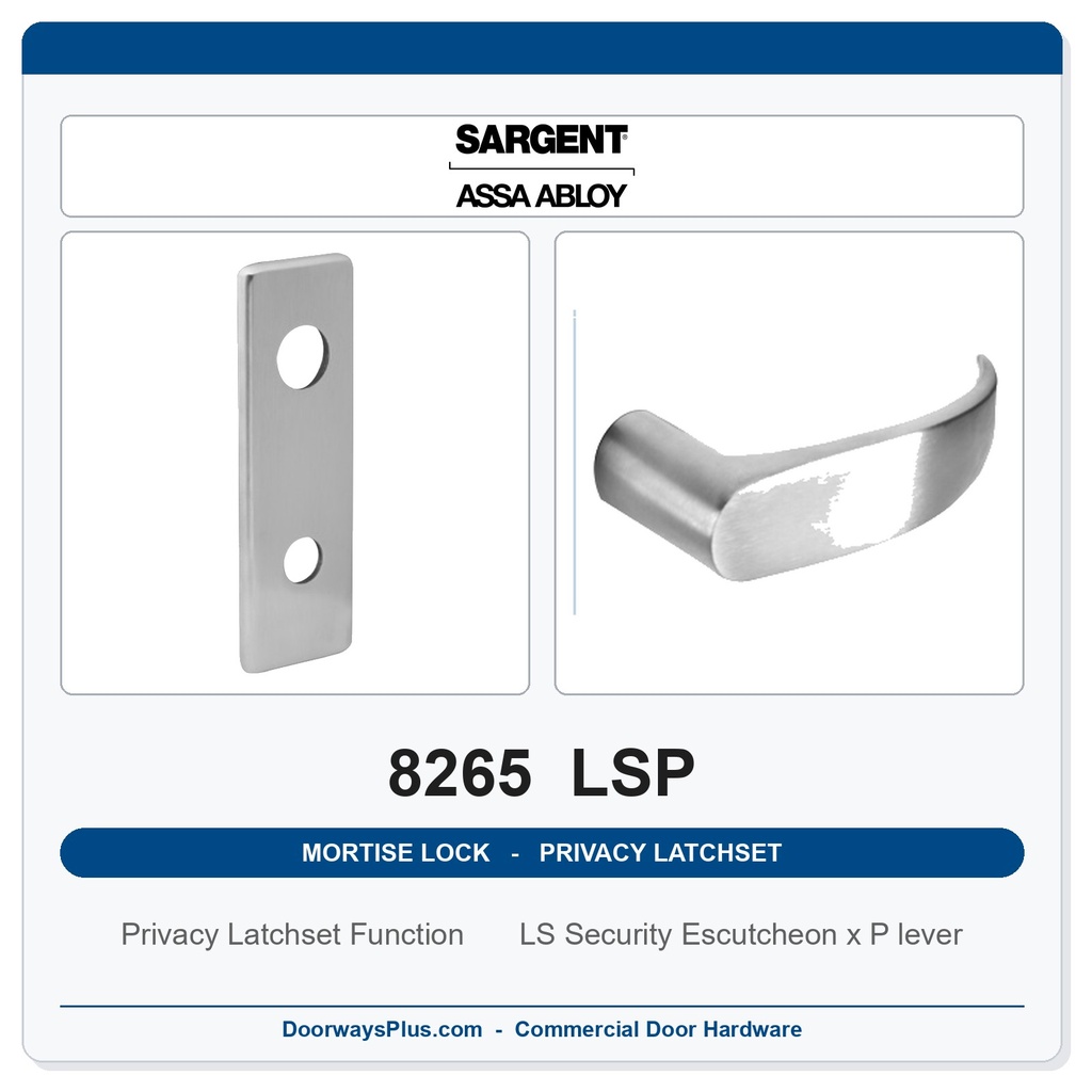 Sargent 8265 LSP Trim Mortise Privacy Latchset | Grade 1 Commercial