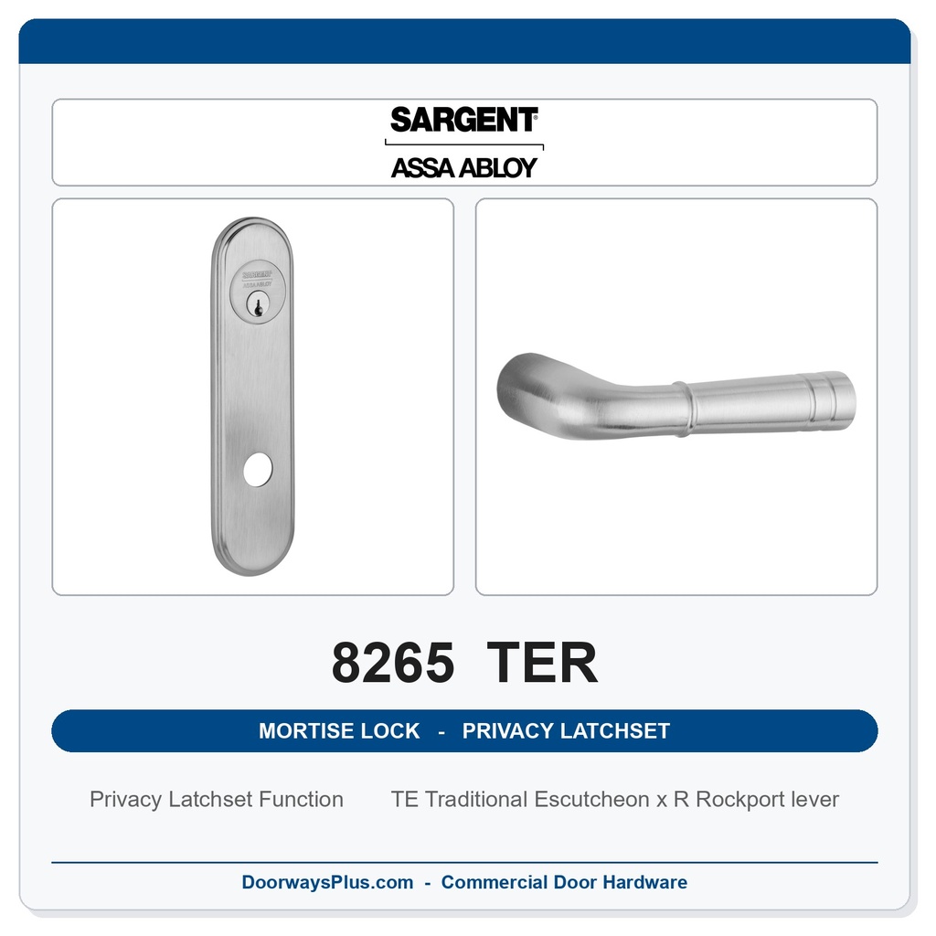 Sargent 8265 TER Trim Mortise Privacy Latchset | Grade 1 Commercial
