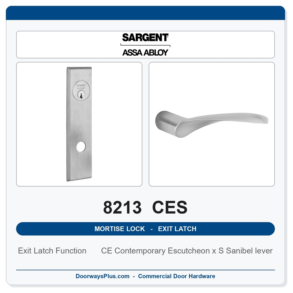 Sargent 8213 CES Trim Exit Latch Mortise Latchset | Grade 1 Commercial