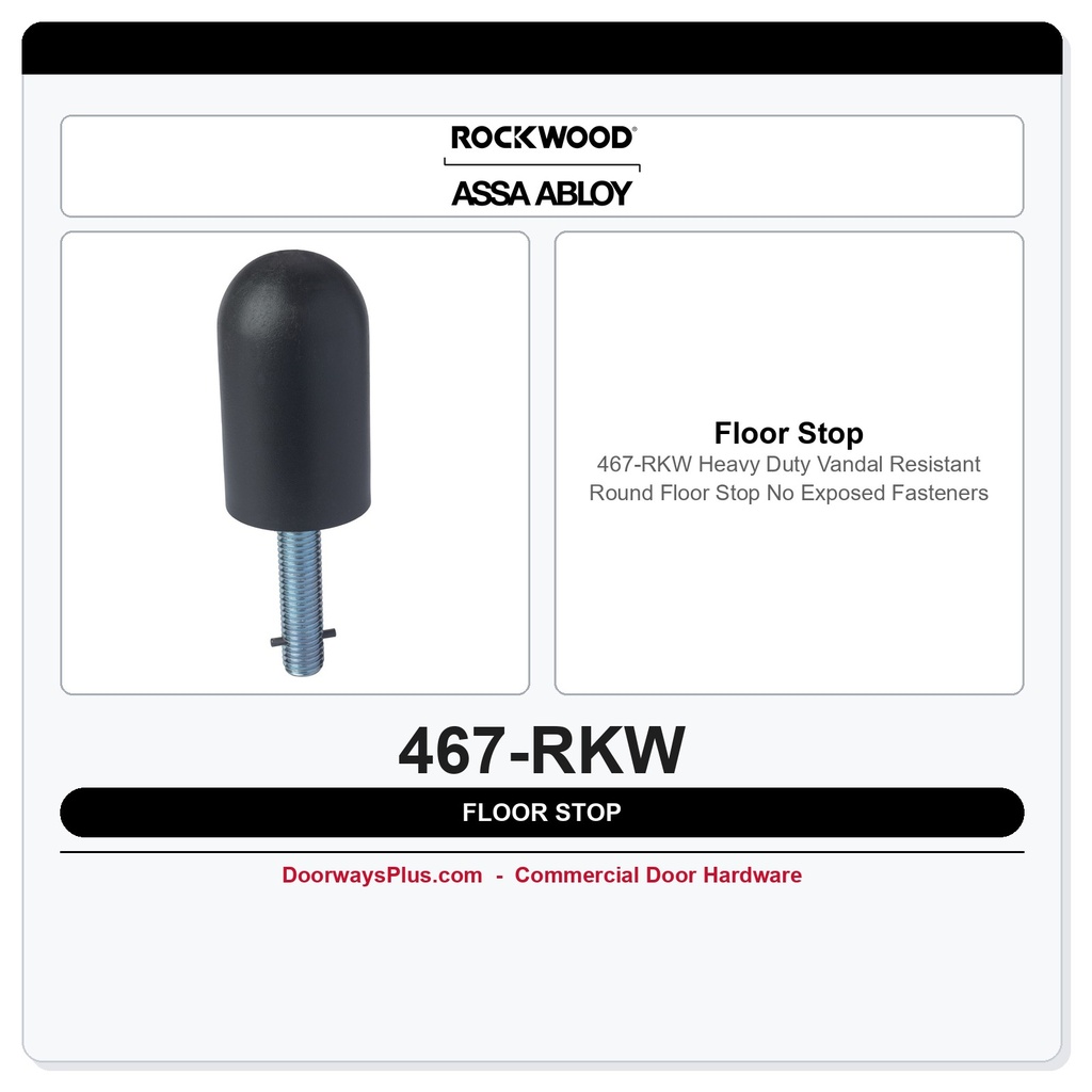 Rockwood 467-RKW Heavy Duty Vandal Resistant Round Floor Stop | No Exposed Fasteners