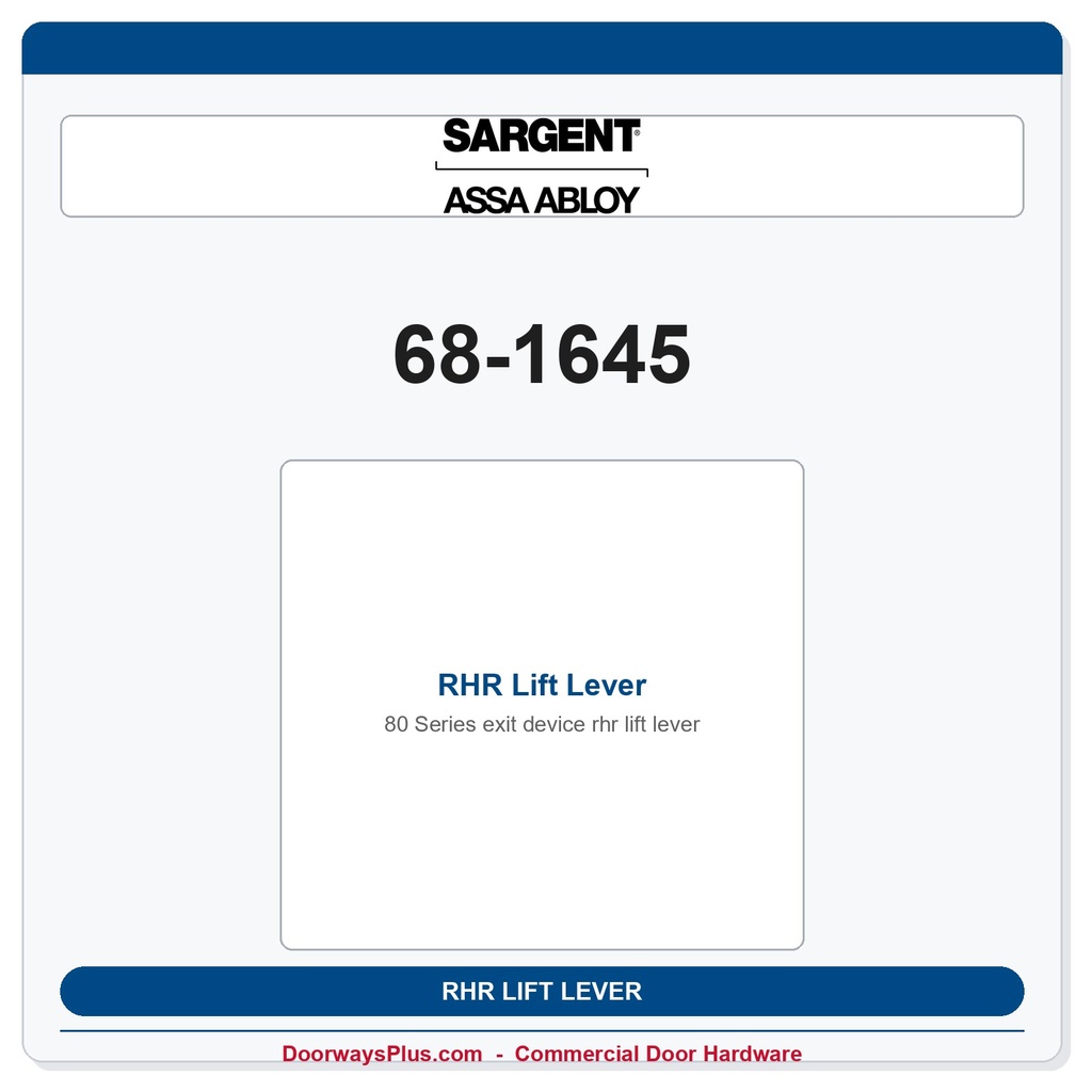 Sargent 68-1645 RHR Lift Lever | 8400 Series CVR Exit Device Part