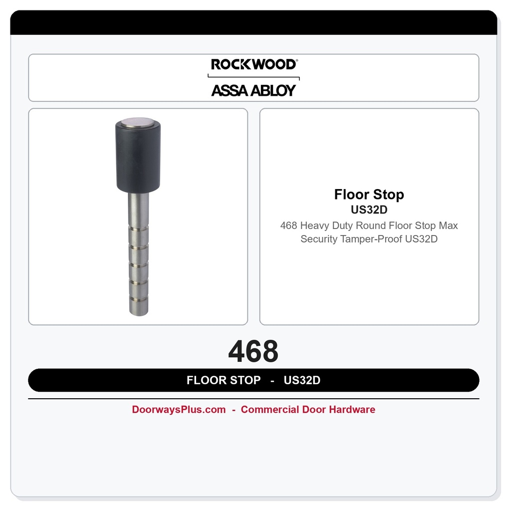 Rockwood 468 Heavy Duty Round Floor Stop – Max Security Tamper-Proof US32D