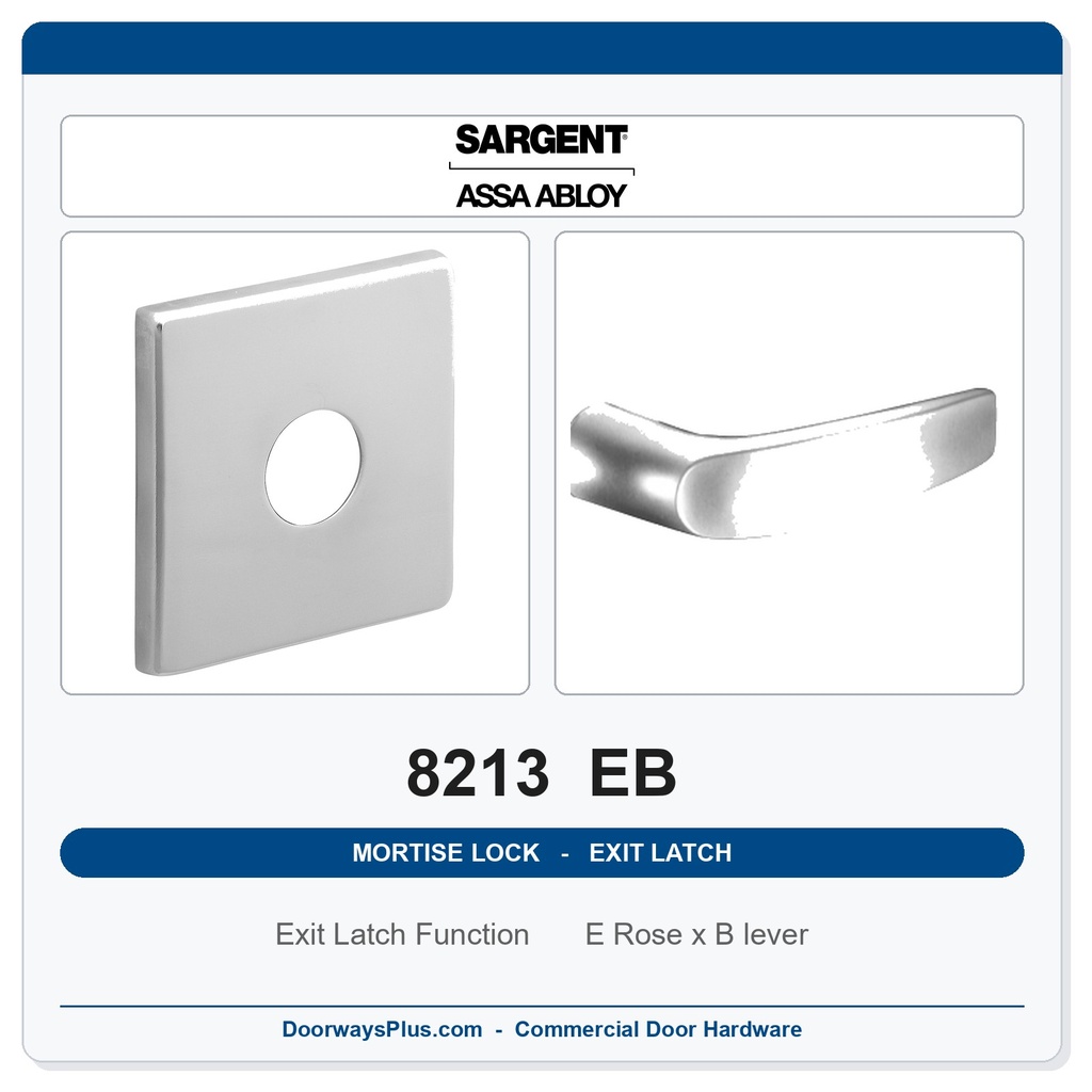 Sargent 8213 EB Trim Exit Latch Mortise Latchset | Grade 1 Commercial