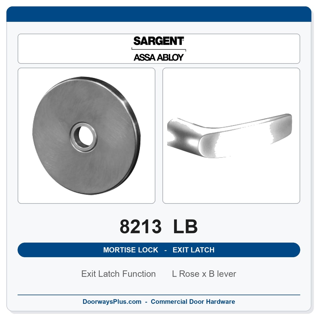 Sargent 8213 LB Trim Exit Latch Mortise Latchset | Grade 1 Commercial