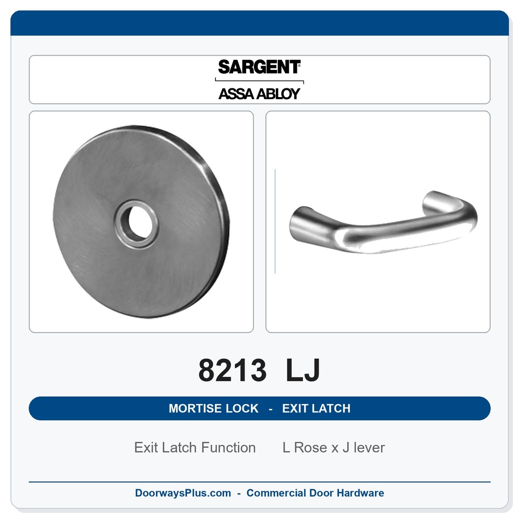 Sargent 8213 LJ Trim Exit Latch Mortise Latchset | Grade 1 Commercial