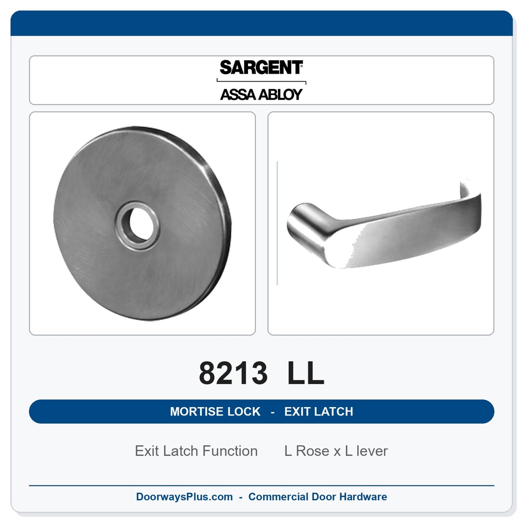 Sargent 8213 LL Trim Exit Latch Mortise Latchset | Grade 1 Commercial