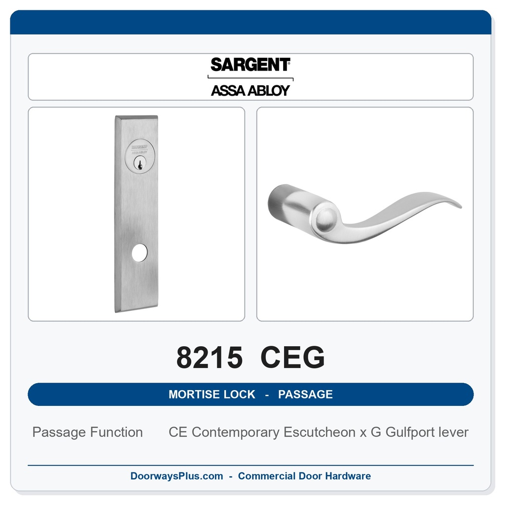 Sargent 8215 CEG Trim Passage or Closet Mortise Latchset | Grade 1 Commercial