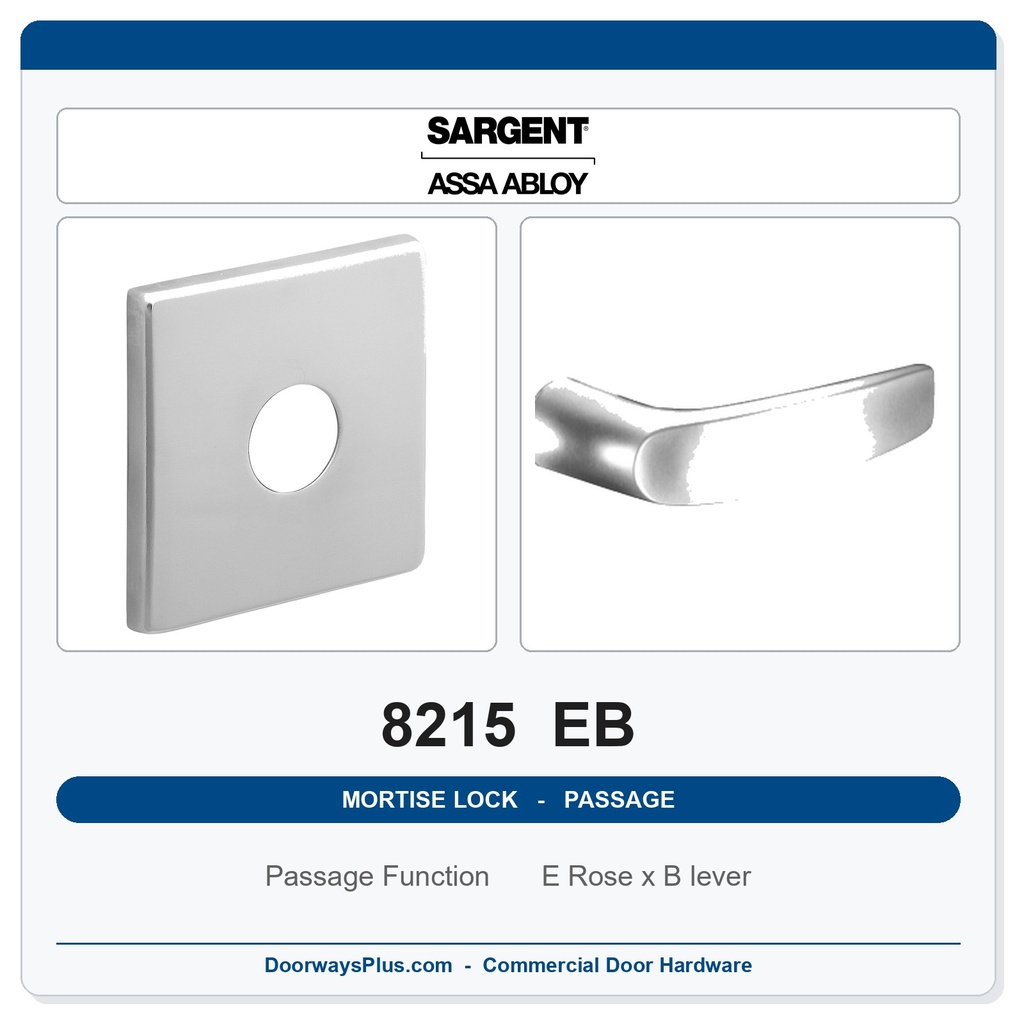Sargent 8215 EB Trim Passage or Closet Mortise Latchset | Grade 1 Commercial