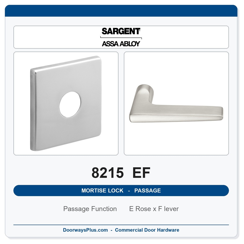 Sargent 8215 EF Trim Passage or Closet Mortise Latchset | Grade 1 Commercial