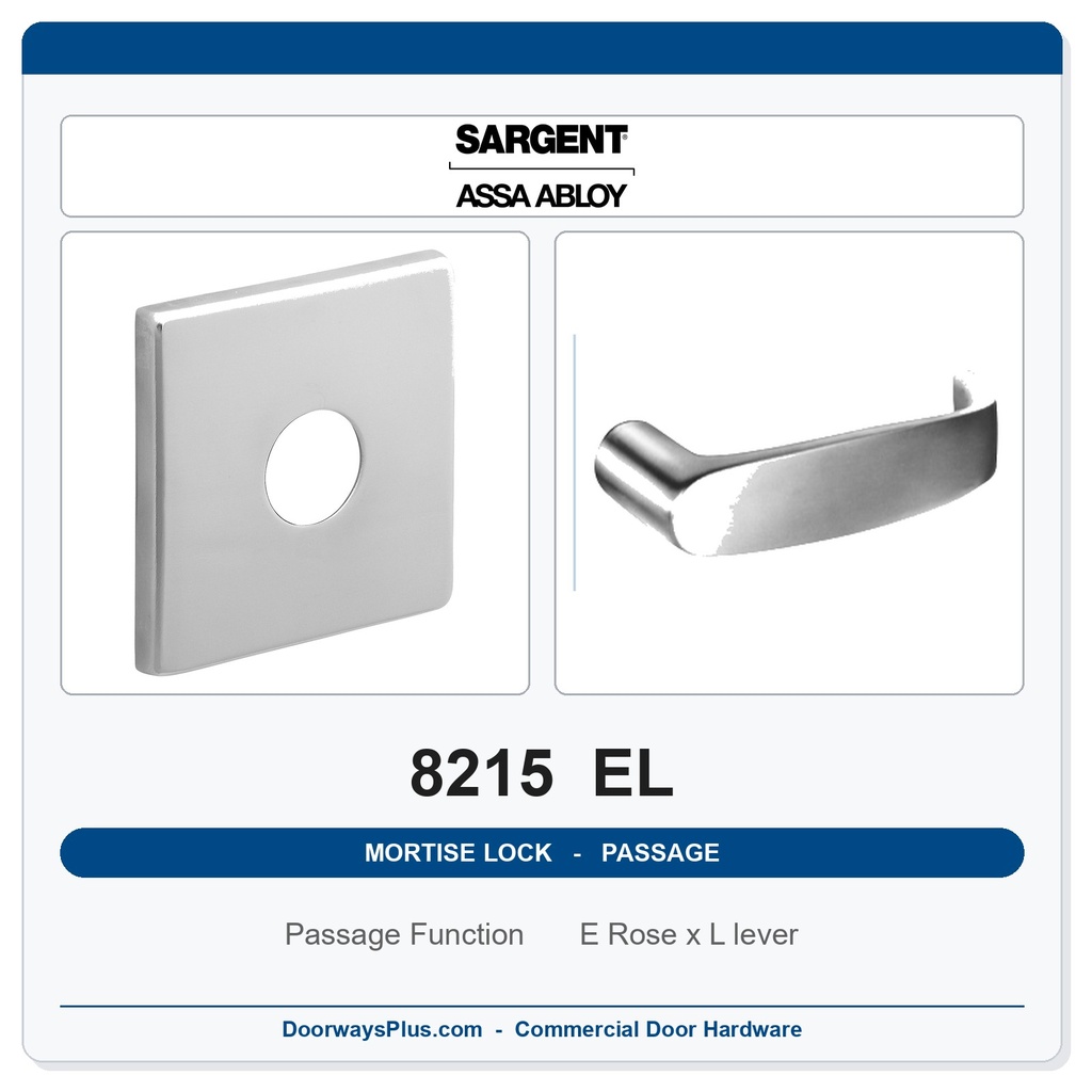 Sargent 8215 EL Trim Passage or Closet Mortise Latchset | Grade 1 Commercial