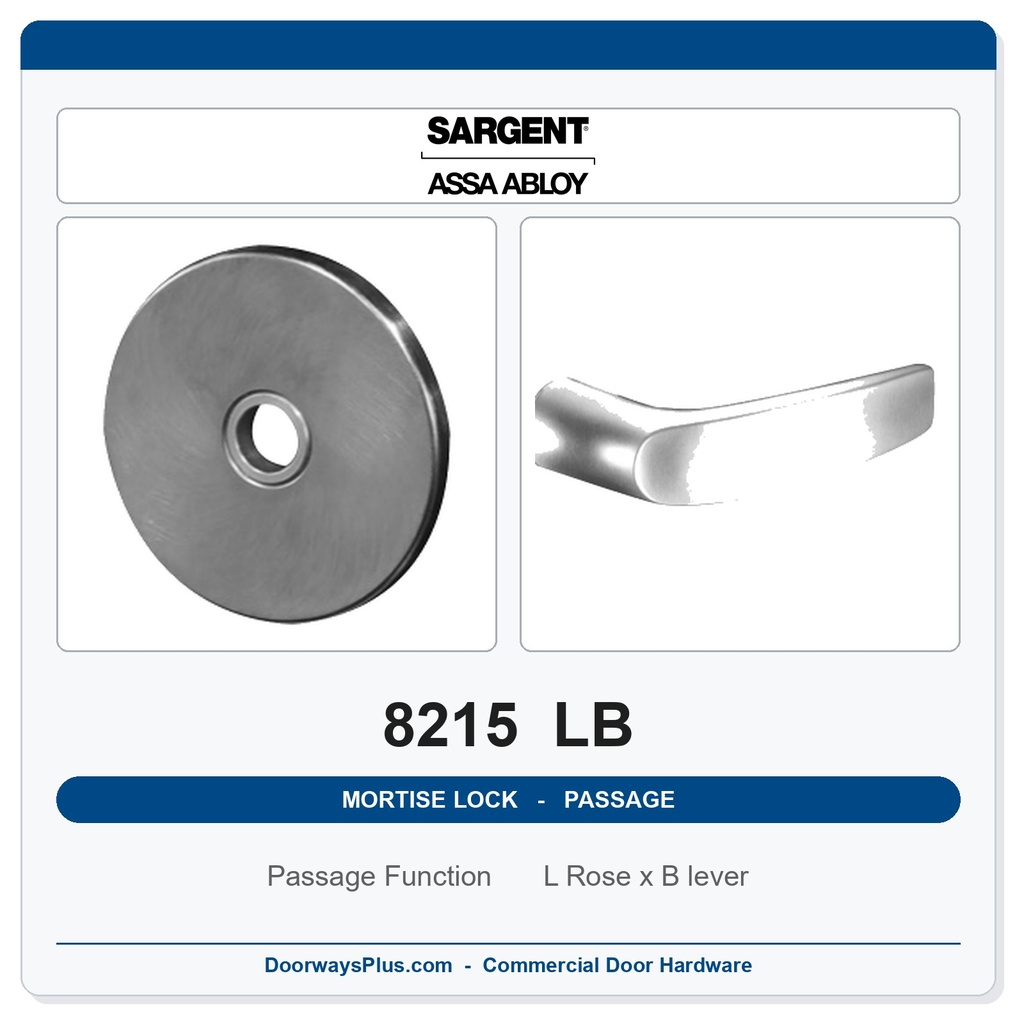 Sargent 8215 LB Trim Passage or Closet Mortise Latchset | Grade 1 Commercial
