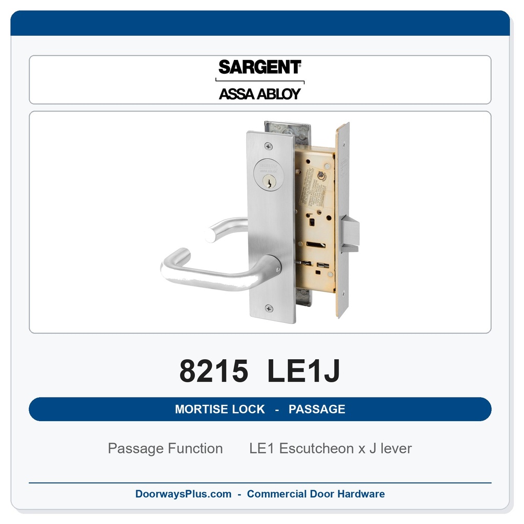 Sargent 8215 LE1J Trim Passage or Closet Mortise Latchset | Grade 1 Commercial