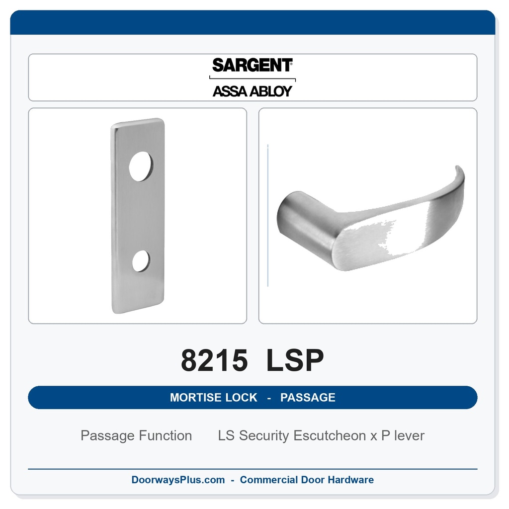 Sargent 8215 LSP Trim Passage or Closet Mortise Latchset | Grade 1 Commercial