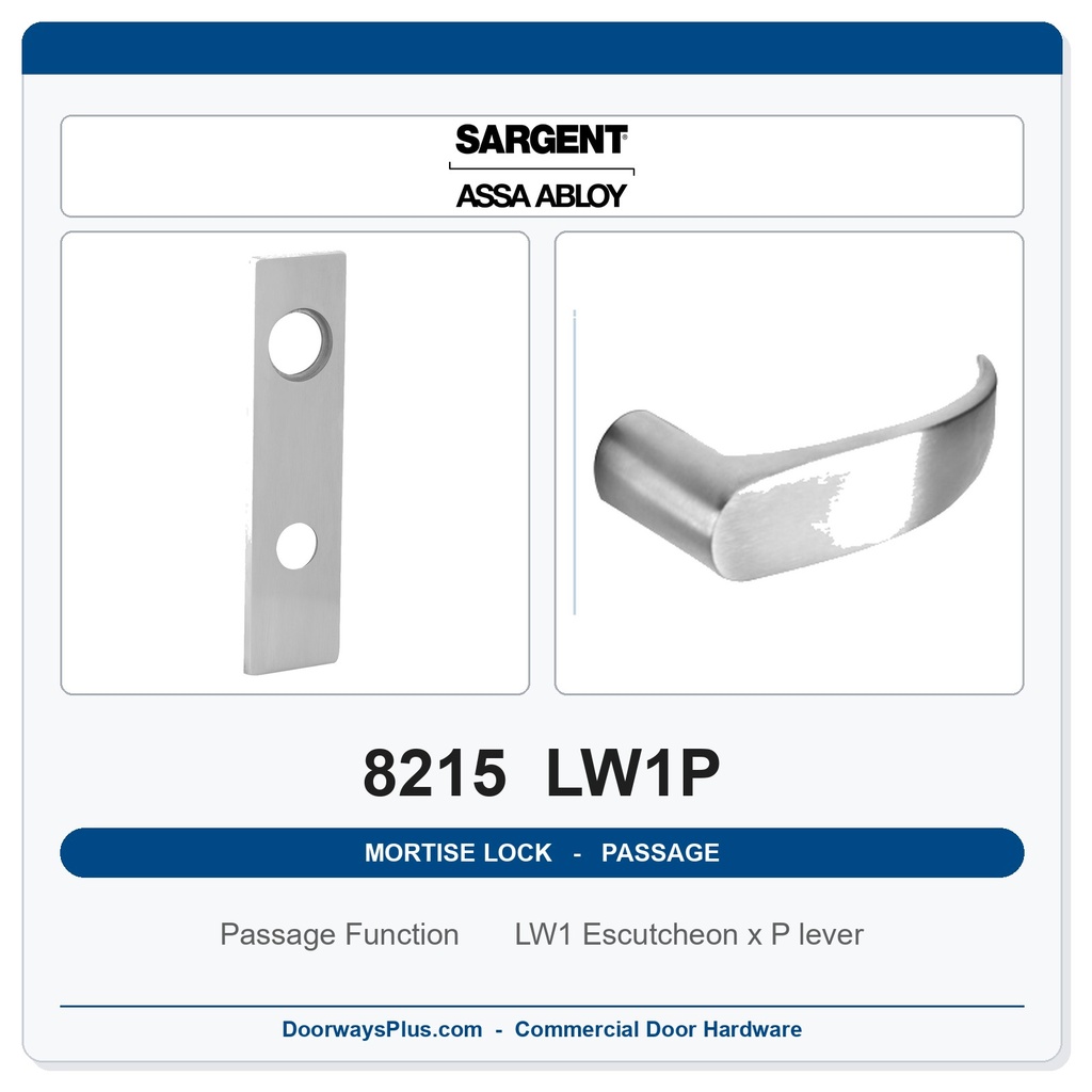 Sargent 8215 LW1P Trim Passage or Closet Mortise Latchset | Grade 1 Commercial