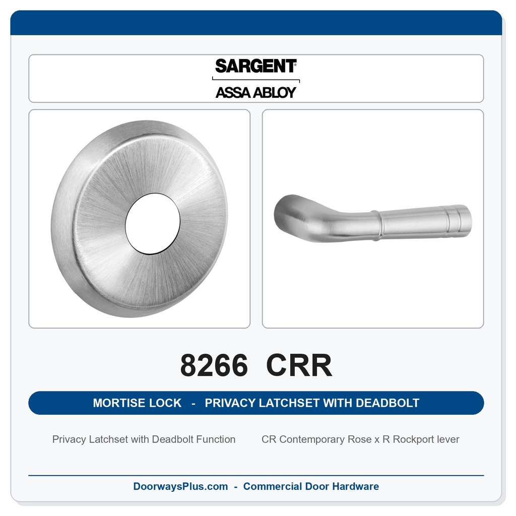 Sargent 8266 CRR Trim Mortise Privacy Latchset with Deadbolt | Grade 1 Commercial
