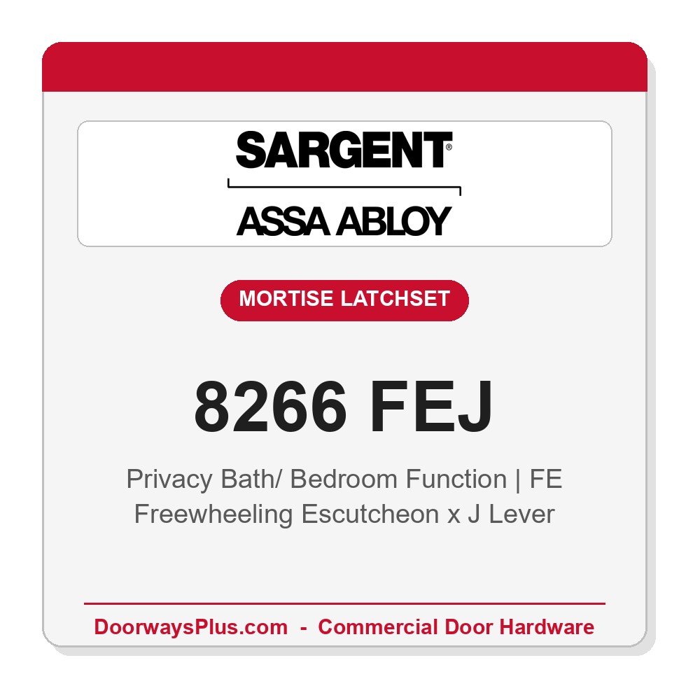 Sargent 8266 FEJ Trim Mortise Privacy Latchset with Deadbolt | Grade 1 Commercial