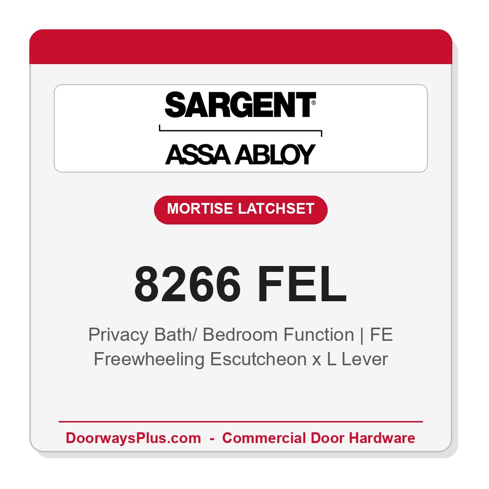 Sargent 8266 FEL Trim Mortise Privacy Latchset with Deadbolt | Grade 1 Commercial
