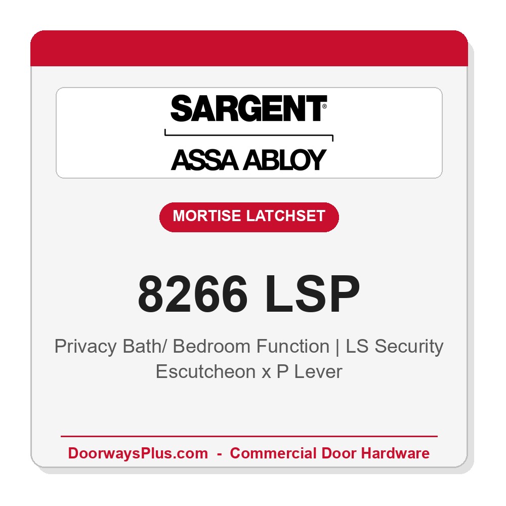 Sargent 8266 LSP Trim Mortise Privacy Latchset with Deadbolt | Grade 1 Commercial