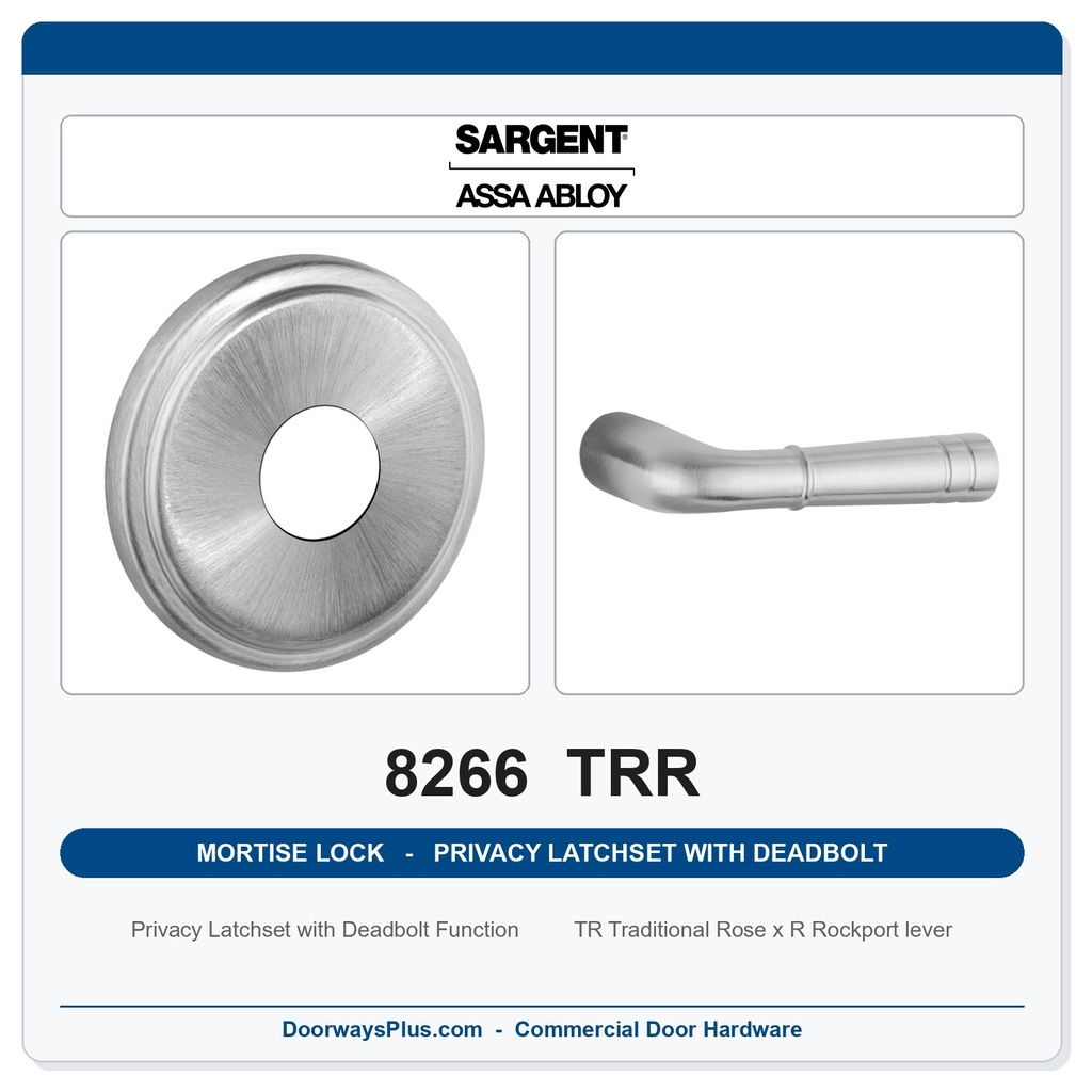 Sargent 8266 TRR Trim Mortise Privacy Latchset with Deadbolt | Grade 1 Commercial