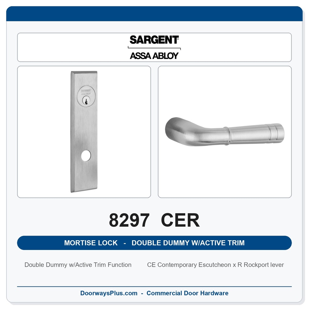 Sargent 8297 CER Trim Mortise Double Dummy w/Active Trim | Grade 1 Commercial