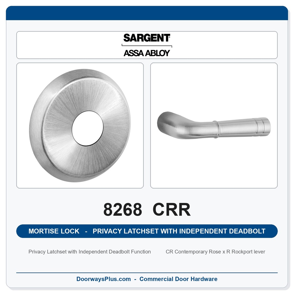 Sargent 8268 CRR Trim Mortise Privacy Latchset with Independent Deadbolt | Grade 1 Commercial