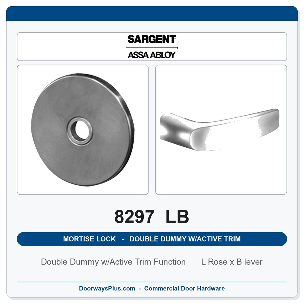 Sargent 8297 LB Trim Mortise Double Dummy w/Active Trim | Grade 1 Commercial