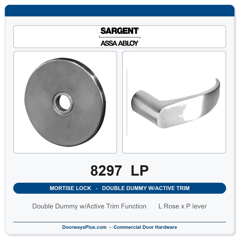 Sargent 8297 LP Trim Mortise Double Dummy w/Active Trim | Grade 1 Commercial